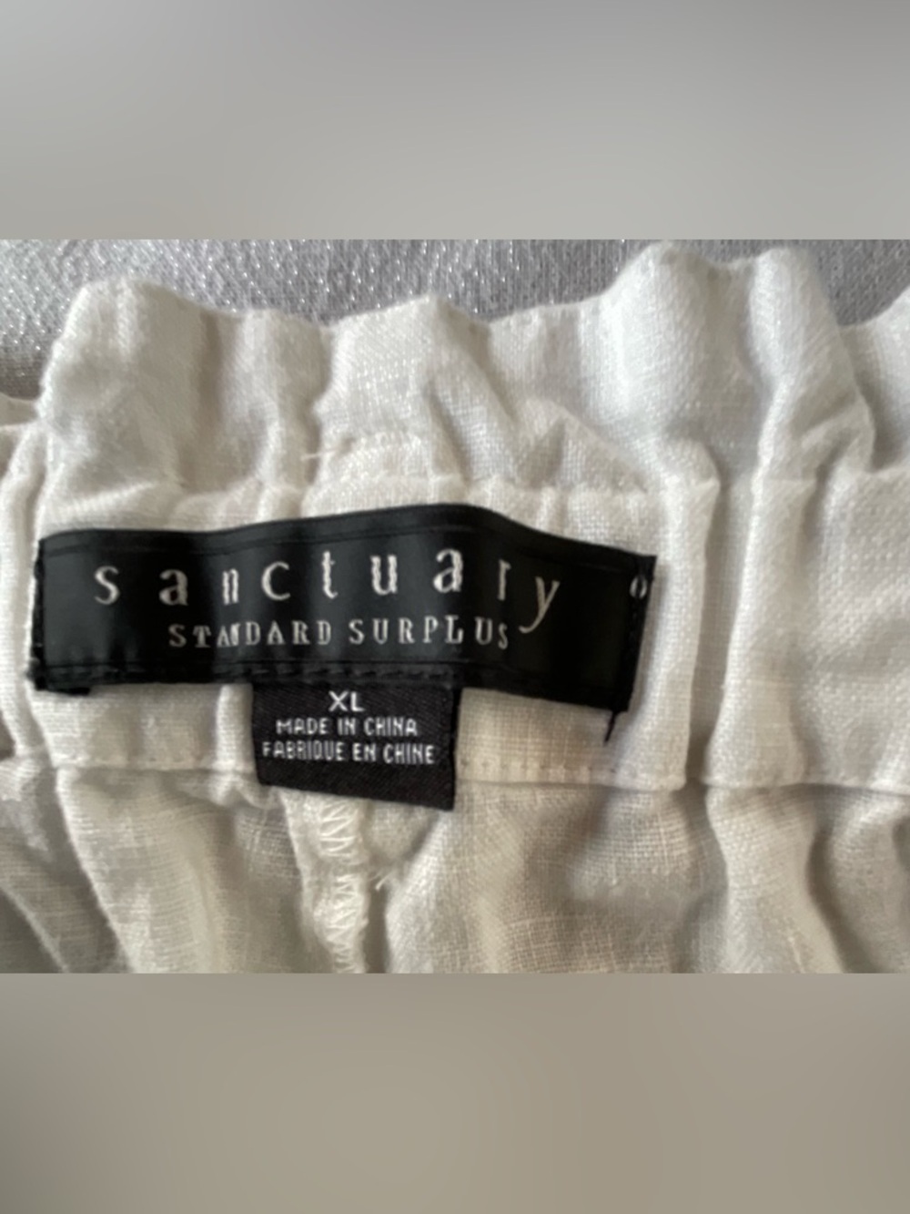 Sanctuary Linen Paperbag Waist Cargo Shorts White XL - Picture 3 of 8
